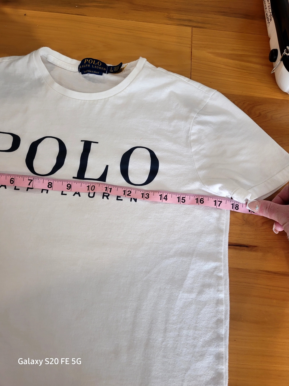 Polo by Ralph Lauren White Tee with Navy Vertical POLO Logo
